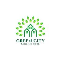 vettore del modello di progettazione del logo della città verde