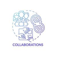 icona di concetto di concetto di gradiente blu di collaborazione. promuovere le piccole imprese con i colleghi. strategia di partenariato idea astratta linea sottile illustrazione. disegno a colori di contorno isolato vettoriale