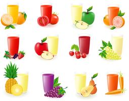 set di icone con illustrazione vettoriale succo di frutta