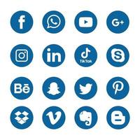 set di icone piatte per social media collegate a, pinterest, gruppo, casella di riepilogo, elefante, veemo bechance. condividi, mi piace, illustrazione vettoriale twitter, youtube, whatsapp, snapchat, facebook, instagram, tiktok, tok