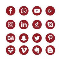 set di icone piatte per social media collegate a, pinterest, gruppo, casella di riepilogo, elefante, veemo behance. condividi, mi piace, illustrazione vettoriale twitter, youtube, whatsapp, snapchat, facebook, instagram, tiktok, tok