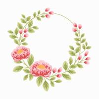 elemento estetico botanico ghirlanda di fiori di peonia per la decorazione dell'invito di nozze vettore