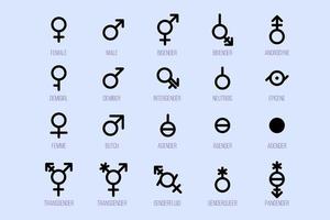 set di simboli di genere. segni di orientamento sessuale vettore