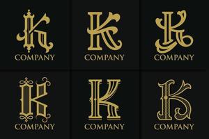collezione di modelli di monogramma logo lettera k vintage vettore