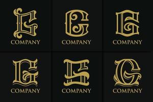 collezione di modelli di monogramma logo lettera g vintage vettore