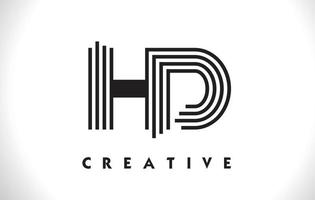 lettera logo hd con design a linee nere. illustrazione vettoriale di lettera di linea