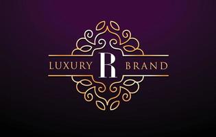 r lettera logo luxury.royal monogramma design vettore