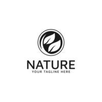 design del logo foglia naturale all'interno della cornice del cerchio vettore