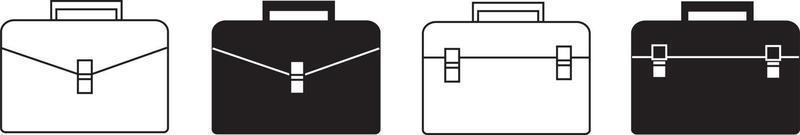 collezione di icone di valigetta. diverso set di valigette. vettore