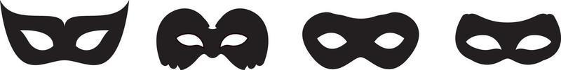 collezione di icone vettoriali maschera nera. diverse maschere silhouette isolato su sfondo bianco