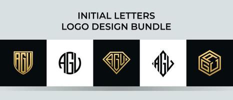 lettere iniziali agv logo design bundle vettore