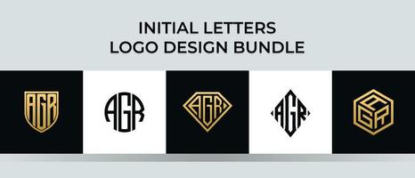 lettere iniziali agr logo design bundle vettore