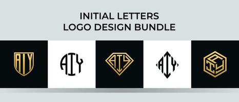 lettere iniziali aiy logo design bundle vettore