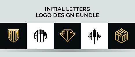 lettere iniziali logo atm bundle design vettore