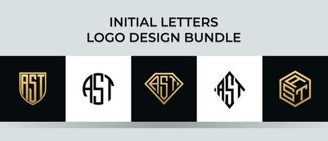 lettere iniziali ast logo design bundle vettore