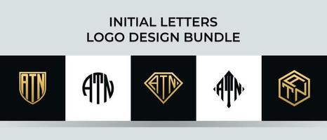 lettere iniziali atn logo design bundle vettore