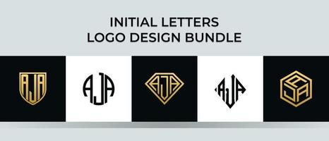 lettere iniziali aja logo design bundle vettore