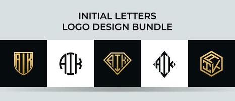 lettere iniziali aik logo design bundle vettore