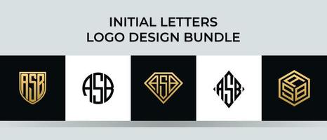 lettere iniziali asb logo design bundle vettore
