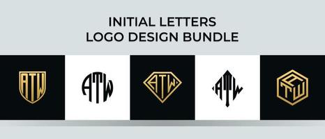 lettere iniziali atw logo design bundle vettore