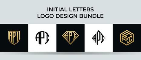 lettere iniziali api logo design bundle vettore