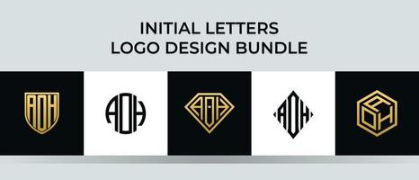 lettere iniziali aoh logo design bundle vettore