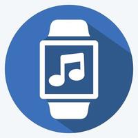 icona dell'app musicale in stile ombra lunga alla moda isolato su sfondo blu morbido vettore