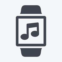 icona dell'app musicale in stile glifo alla moda isolato su sfondo blu morbido vettore