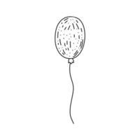palloncino disegnato a mano in stile doodle. isolato su bianco illustrazione vettoriale. vettore