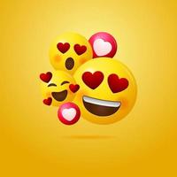 concetto di emoticon felice e amore sfondo vettoriale