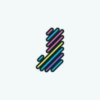 modello di progettazione logo elemento moderno colorato lettera j. carino fumetto alfabeto icona illustrazione vettoriale perfetta per la tua identità visiva.