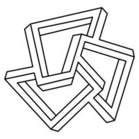 figura di geometria sacra. forma impossibile. elemento di progettazione web. oggetto di illusione ottica. disegno della linea. figure geometriche. op. art. vettore