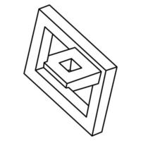 figure geometriche. forma impossibile. elemento di progettazione web. oggetto di illusione ottica. stile escher. disegno della linea. op. art. vettore