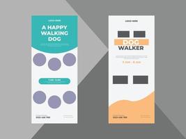 servizio di dog walker roll up banner design. pacchetto di modelli di progettazione di volantini per il servizio di passeggio per animali domestici, volantino, poster, pronto per la stampa, vettore