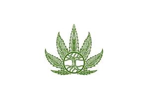cannabis ganja marijuana foglia radice olio cbd logo design vector