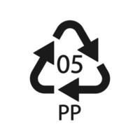 simbolo di riciclaggio di plastica pp 5 icona vettoriale. vettore