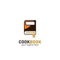 logo del libro di ricette di cucina icona di stile semplice libro con logo dell'illustrazione del segno del libro della forchetta vettore