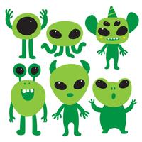 design della collezione di personaggi alieni vettore