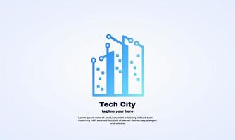 disegno del modello di simbolo del logo della città di tecnologia vettoriale