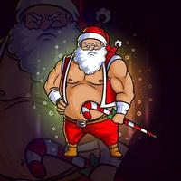 il gigantesco combattente di babbo natale esport mascot design esport logo design vettore