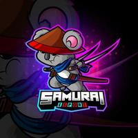 il design del logo esport del koala samurai vettore