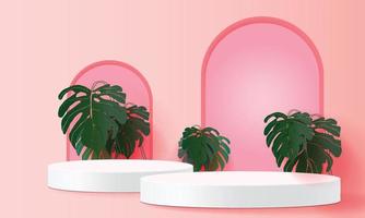 podio rosa minimo marmo spettacolo vettore cosmetico moda adstract display vuoto scena pastello studio moderno forma 3d bellissimo palcoscenico naturale