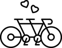 doppia icona del cuore del romanticismo dell'amore della bici vettore