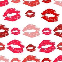 modello senza cuciture realistico labbra sexy. bacio rossetto rosso e rosa. illustrazione vettoriale di segni di labbra per etichette di prodotti cosmetici, saloni di bellezza, tessuti e truccatori.