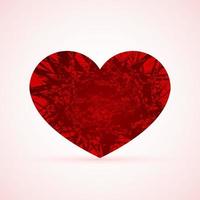 cuore rosso del grunge. simbolo dell'amore. illustrazione vettoriale di San Valentino. modello di progettazione facile da modificare.