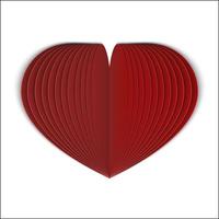cuore di carta isolato su bianco. cuore rosso piegato 3d realistico. simbolo dell'amore per il biglietto di auguri di san valentino. illustrazione vettoriale. modello facile da modificare per i tuoi progetti di design. vettore