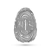 icona dell'impronta digitale isolata sulla scrittura. sistema di autorizzazione all'accesso di sicurezza. tecnologia biometrica per l'identità della persona. concetto di sistema di identificazione. firma elettronica. vettore