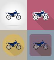 illustrazione di vettore di icone piane del motociclo