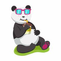 panda bere caffè cartone animato design illustrazione vettoriale