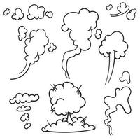 scarabocchiare, nuvola fumo, set, comic, illustrazione, isolato, bianco, background vettore